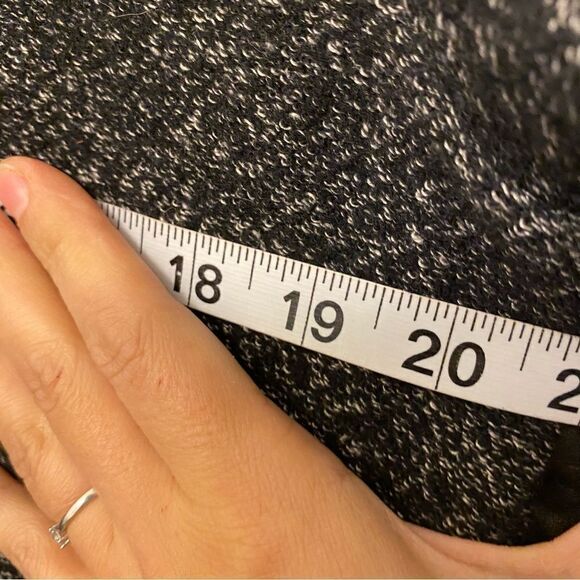 Pure DKNY Open Front lamb skin Leather Sleeve sweater Cardigan wool linen  M/L - Picture 8 of 11